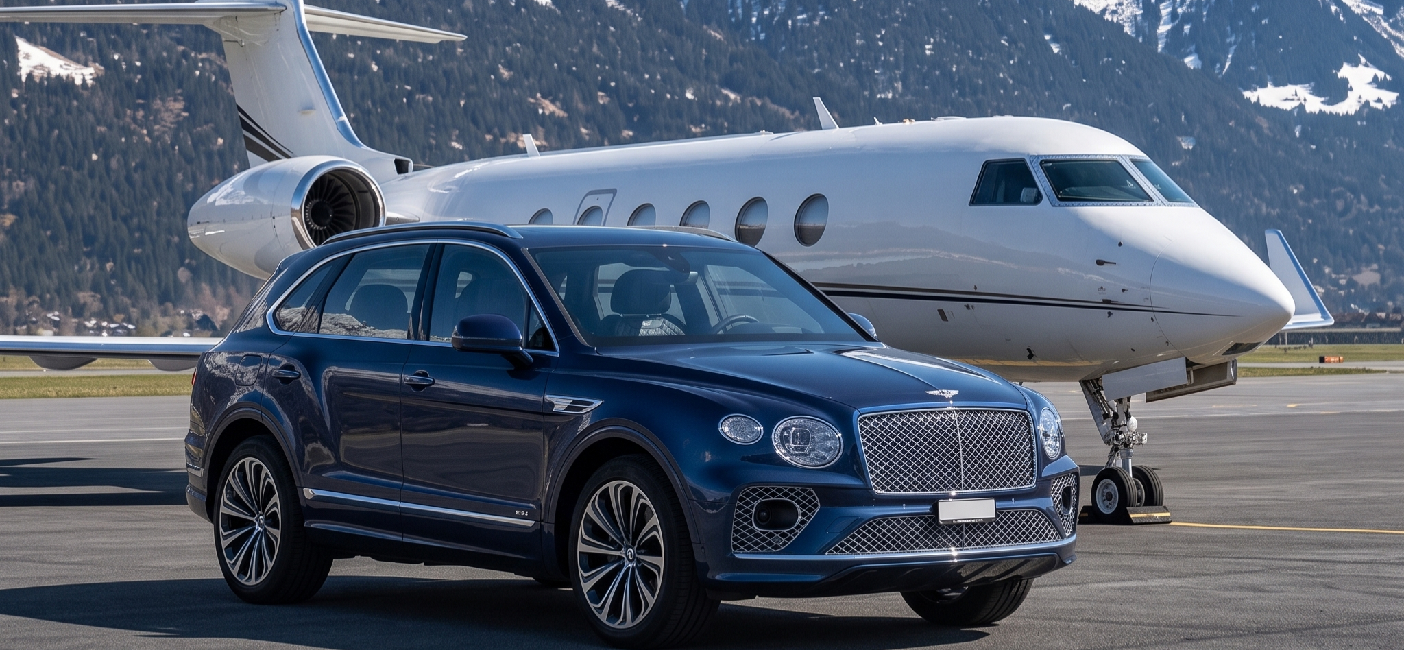 Bentley Bentayga delivered at hotel or FBO in Geneva, Switzerland - on-demand pickup and drop-off by Deluxe Rental Cars