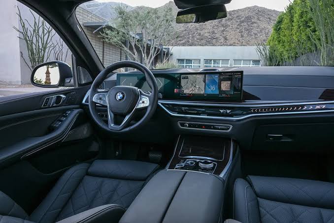 Interior of a BMW X7 to rent in Geneva, Switzerland - premium cabin for Swiss holidays with Deluxe Rental Cars