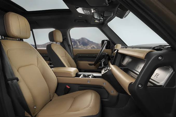 Interior of a Land Rover Defender to rent in Zurich, Switzerland - premium cabin for Swiss holidays with Deluxe Rental Cars