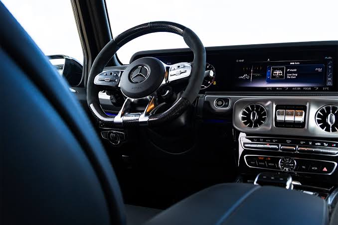 Interior of a G63 Brabus to rent in Geneva, Switzerland - premium cabin for Swiss holidays with Deluxe Rental Cars