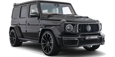 Mercedes-AMG G63 noire en kit Brabus, vue de trois quarts avant