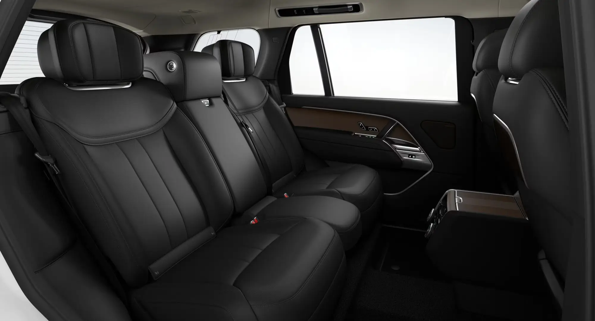 Interior of a Range Rover LWB to rent in Geneva, Switzerland - premium cabin for Swiss holidays with Deluxe Rental Cars