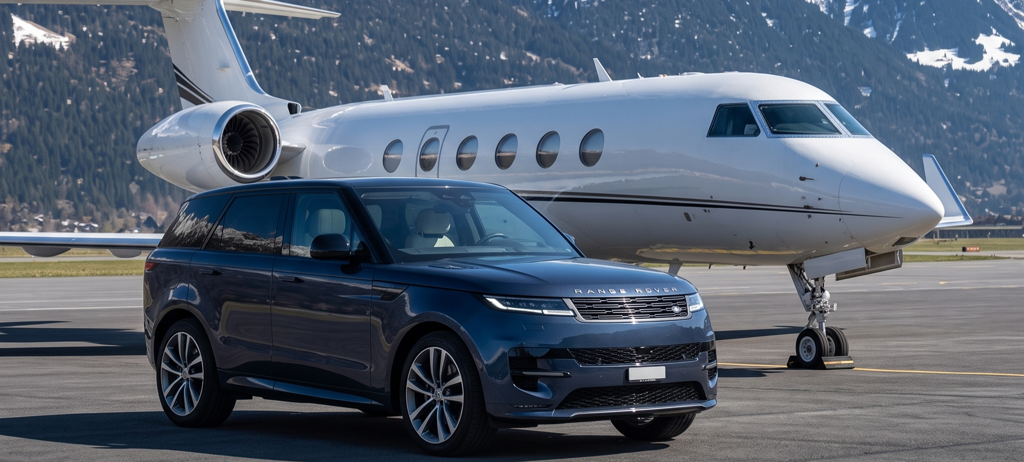 Range Rover Sport delivered at hotel or FBO in Geneva, Switzerland - on-demand pickup and drop-off by Deluxe Rental Cars